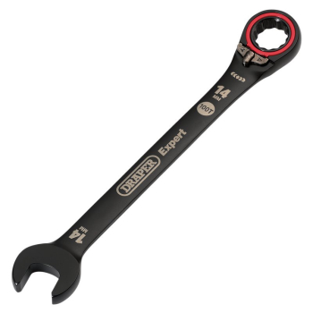 Draper 8241RMM/BK Draper Expert HI-TORQ®  Metric Reversible Ratchet Combination Spanner, 14mm, Black - Code: 03904 - Pack Qty 1
