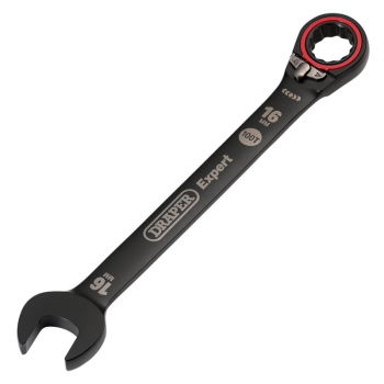 Draper 8241RMM/BK Draper Expert HI-TORQ®  Metric Reversible Ratchet Combination Spanner, 16mm, Black - Code: 03906 - Pack Qty 1