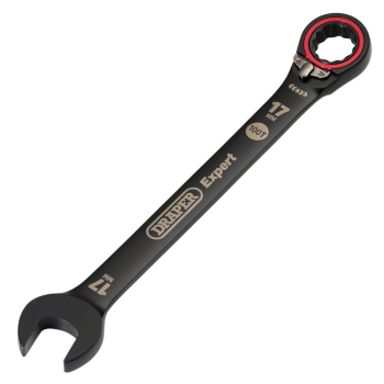 Draper 8241RMM/BK Draper Expert HI-TORQ®  Metric Reversible Ratchet Combination Spanner, 17mm, Black - Code: 03907 - Pack Qty 1
