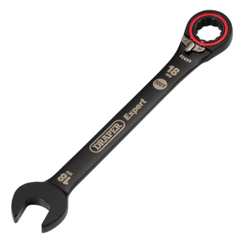 Draper 8241RMM/BK Draper Expert HI-TORQ®  Metric Reversible Ratchet Combination Spanner, 18mm, Black - Code: 03908 - Pack Qty 1