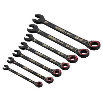 Draper 8241RMM/BK/7 Draper Expert HI-TORQ®  Metric Reversible Ratchet Combination Spanner Set, Black (7 Piece) - Code: 03911 - Pack Qty 1