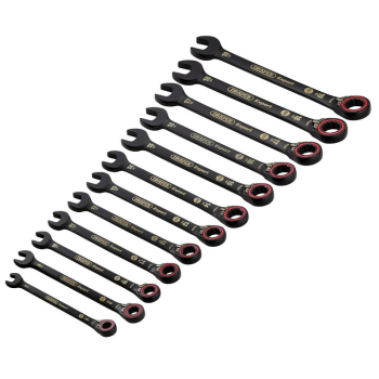 Draper 8241RMM/BK/12 Draper Expert HI-TORQ®  Metric Reversible Ratchet Combination Spanner Set, Black (12 Piece) - Code: 03912 - Pack Qty 1