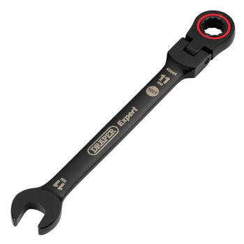 Draper 8241FMM/BK Draper Expert HI-TORQ® Metric Flexible Head Ratchet Combination Spanner, 11mm, Black - Code: 03917 - Pack Qty 1