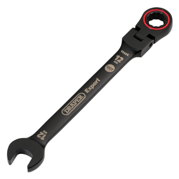 Draper 8241FMM/BK Draper Expert HI-TORQ® Metric Flexible Head Ratchet Combination Spanner, 12mm, Black - Code: 03918 - Pack Qty 1
