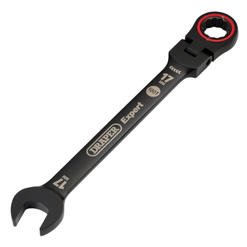 Draper 8241FMM/BK Draper Expert HI-TORQ® Metric Flexible Head Ratchet Combination Spanner, 17mm, Black - Code: 03924 - Pack Qty 1