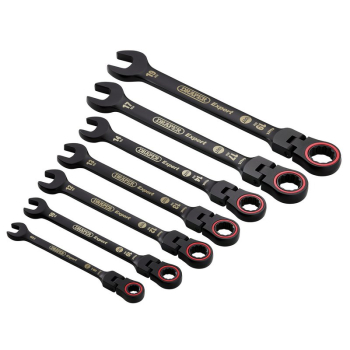 Draper 8241FMM/BK/7 Draper Expert HI-TORQ® Metric Flexible Head Ratchet Combination Spanner Set, Black (7 Piece) - Code: 03927 - Pack Qty 1