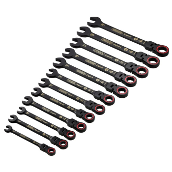 Draper 8241FMM/BK/12 Draper Expert HI-TORQ® Metric Flexible Head Ratchet Combination Spanner Set, Black (12 Piece) - Code: 03929 - Pack Qty 1