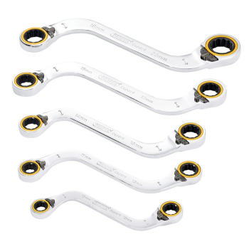Draper 8243RMM/5 Draper Expert HI-TORQ® Double Ring Ratchet S-Shape Spanner Set (5 Piece) - Code: 03947 - Pack Qty 1