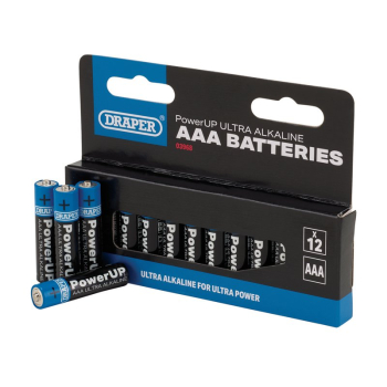 Draper BATT/AAA/12 Draper PowerUP Ultra Alkaline AAA Batteries (Pack of 12) - Code: 03968 - Pack Qty 1