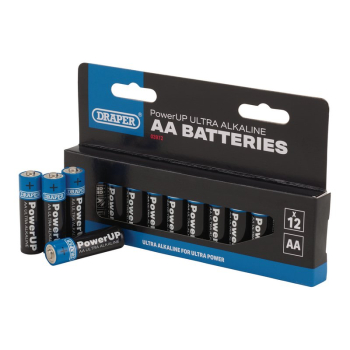 Draper BATT/AA/12 Draper PowerUP Ultra Alkaline AA Batteries (Pack of 12) - Code: 03972 - Pack Qty 1