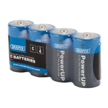 Draper BATT/C/4 Draper PowerUP Ultra Alkaline C Batteries (Pack of 4) - Code: 03977 - Pack Qty 1