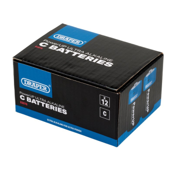 Draper BATT/C/12 Draper PowerUP Ultra Alkaline C Batteries (Pack of 12) - Code: 03978 - Pack Qty 1
