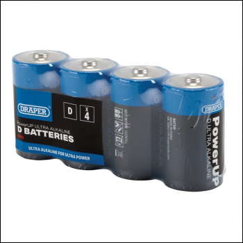 Draper BATT/D/4 Draper PowerUP Ultra Alkaline D Batteries (Pack of 4) - Code: 03979 - Pack Qty 1