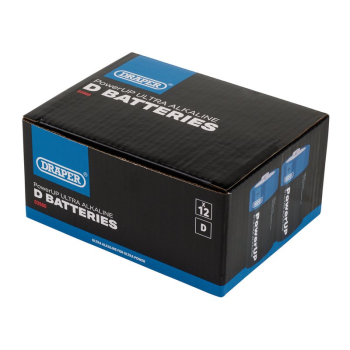 Draper BATT/D/12 Draper PowerUP Ultra Alkaline D Batteries (Pack of 12) - Code: 03980 - Pack Qty 1