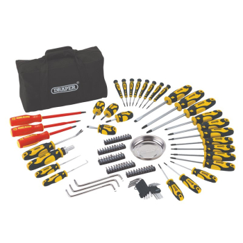 Draper 864/100/Y Screwdriver and Bit Set with Soft Storage Bag, Yellow (100 Piece) - Code: 03992 - Pack Qty 1