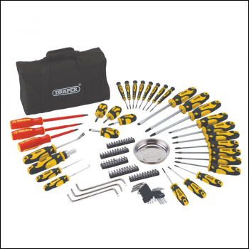 Draper 864/100/Y Screwdriver and Bit Set with Soft Storage Bag, Yellow (100 Piece) - Code: 03992 - Pack Qty 1