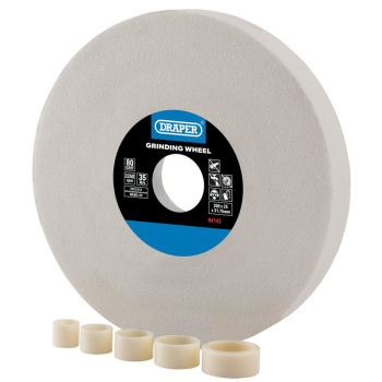 Draper BG20025W Aluminium Oxide Bench Grinding Wheel, 200 x 25mm, 80G, White - Code: 04142 - Pack Qty 1