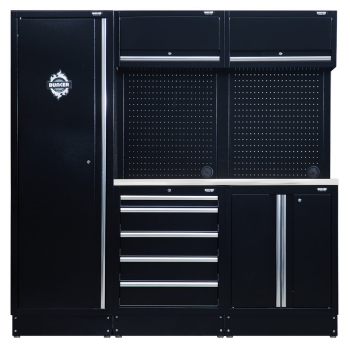 Draper MS400COMBO/11B BUNKER® 11 Piece Modular Storage Combo with Stainless Steel Worktop, 1960mm - Code: 04503 - Pack Qty 1