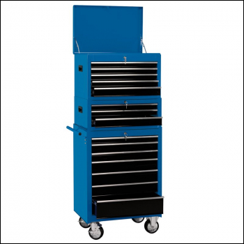 Draper DTKCTCB Combination Roller Cabinet and Tool Chest, 15 Drawer, 26 inch , Blue - Code: 04593 - Pack Qty 1