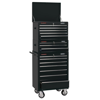 Draper DTKCTCB Combined Roller Cabinet and Tool Chest, 15 Drawer, 26 inch , Black - Code: 04594 - Pack Qty 1
