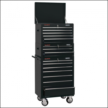 Draper DTKCTCB Combined Roller Cabinet and Tool Chest, 15 Drawer, 26 inch , Black - Code: 04594 - Pack Qty 1