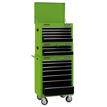 Draper DTKCTCG Combination Roller Cabinet and Tool Chest, 15 Drawer, 26 inch , Green - Discontinued - Code: 04596 - Pack Qty 1