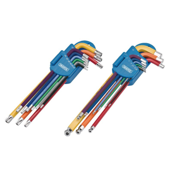 Draper TX/H/TWINL Draper TX-STAR® Security & Hex Metric Long Arm Key Set, Colour Coded (18 Piece) - Code: 04776 - Pack Qty 1