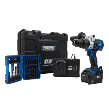 Draper PTKD20/OCT/1 D20 20V Brushless Combi Drill Kit & Draper Expert Impact Screwdriver  Bit Set (26 Piece) - Code: 04790 - Pack Qty 1