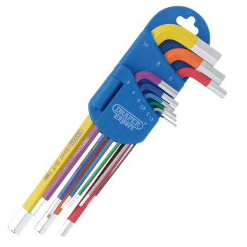 Draper LCHKS/9 Draper Expert Metric Long Arm Hex Key Set, Colour Coded (9 Piece) - Code: 04905 - Pack Qty 1