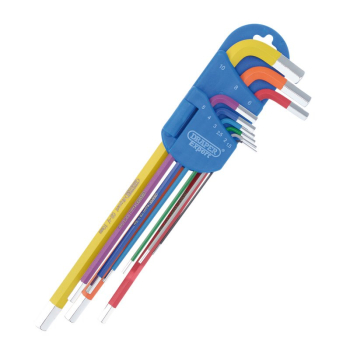 Draper XLCHKS/9 Draper Expert Metric Extra-Long Arm Hex Key Set, Colour Coded (9 Piece) - Code: 04911 - Pack Qty 1