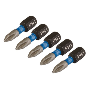 Draper IMBH/PH25/5 Draper Expert Cross Slot/PH Type Impact Screwdriver Bits, No.1 x 25mm, 1/4 inch  Hex (Pack of 5) - Code: 04934 - Pack Qty 1