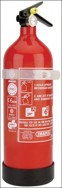 DRAPER Dry Powder Fire Extinguisher, 2kg - Pack Qty 1 - Code: 04939