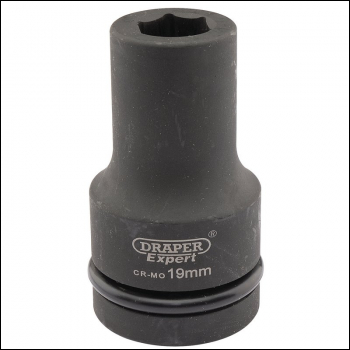 Draper 425D-MM Draper Expert HI-TORQ® 6 Point Deep Impact Socket, 1 inch  Sq. Dr., 19mm - Code: 05134 - Pack Qty 1