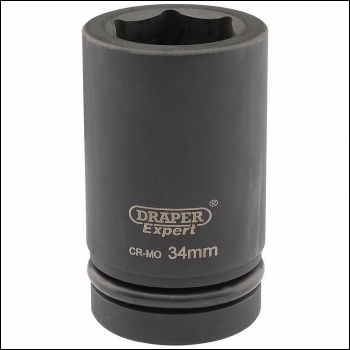 Draper 425D-MM Draper Expert HI-TORQ® 6 Point Deep Impact Socket, 1 inch  Sq. Dr., 34mm - Code: 05148 - Pack Qty 1