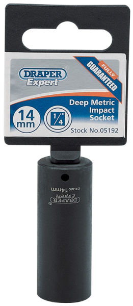 Draper 406D-MM Draper Expert HI-TORQ® 6 Point Deep Impact Socket, 1/4 inch  Sq. Dr., 14mm - Code: 05192 - Pack Qty 1