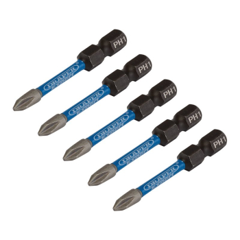 Draper IMBH/PH50/5 Draper Expert Cross Slot/PH Type Impact Screwdriver Bits, No.1 x 50mm, 1/4 inch  Hex (Pack of 5) - Code: 05498 - Pack Qty 1