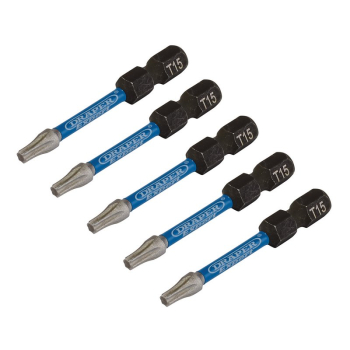Draper IMBH/TX50/5 Draper Expert TX-STAR® Impact Screwdriver Bits, T15 x 50mm, 1/4 inch  Hex (Pack of 5) - Code: 05651 - Pack Qty 1