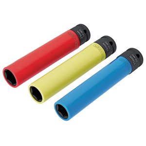 Draper WNS-3PC Extra Long Alloy Wheel Nut Socket Set, 1/2 inch  Sq. Dr. 150mm (3 Piece) - Code: 07121 - Pack Qty 1