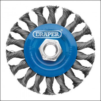 Draper WBW2 Steel Twist-Knot Flat Wire Wheel Brush, 100mm, M14 - Code: 08055 - Pack Qty 1