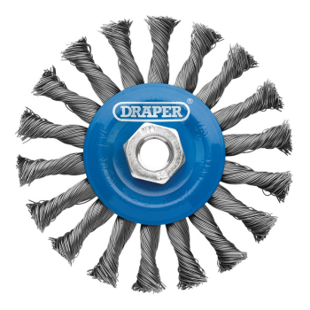 Draper WBW3 Steel Twist-Knot Flat Wire Wheel Brush, 115mm, M14 - Code: 08058 - Pack Qty 1