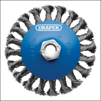 Draper WBW7 Steel Bevelled Twist-Knot Wire Wheel Brush, 115mm, M14 - Code: 08063 - Pack Qty 1