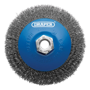 Draper WBW1 Steel Bevelled Crimped Wire Wheel Brush, 115mm, M14 - Code: 08065 - Pack Qty 1