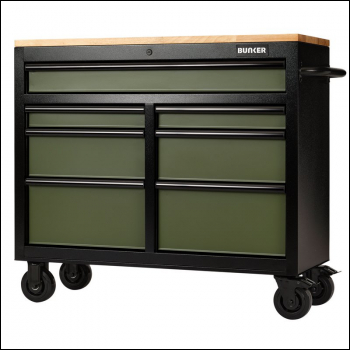 Draper B100-41GR BUNKER® Workbench Roller Tool Cabinet, 7 Drawer, 41 inch , Green - Code: 08221 - Pack Qty 1