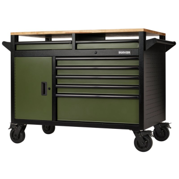 Draper B100-48MTGR BUNKER® 14 Drawer Multi-Functional Workbench Roller Tool Cabinet, 48 inch , Green - Code: 08269 - Pack Qty 1