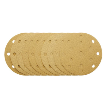 Draper SDHLG150 Gold Sanding Discs with Hook & Loop, 150mm, 180 Grit, 15 Dust Extraction Holes (Pack of 10) - Code: 08475 - Pack Qty 1