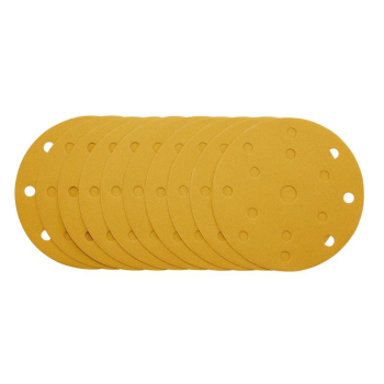 Draper SDHLG150 Gold Sanding Discs with Hook & Loop, 150mm, 240 Grit, 15 Dust Extraction Holes (Pack of 10) - Code: 08476 - Pack Qty 1