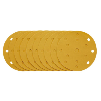 Draper SDHLG150 Gold Sanding Discs with Hook & Loop, 150mm, 400 Grit, 15 Dust Extraction Holes (Pack of 10) - Code: 08478 - Pack Qty 1
