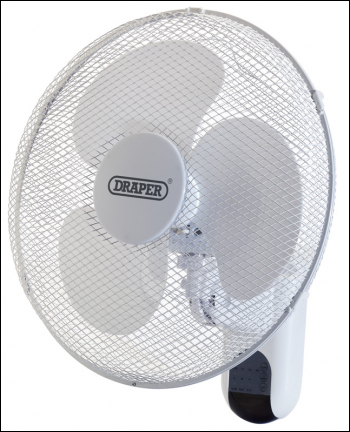 DRAPER 16 inch  Wall Mounted Remote Control Fan (400mm) - Pack Qty 1 - Code: 09113