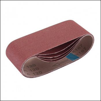 Draper SB75457 Cloth Sanding Belt, 75 x 457mm, 120 Grit (Pack of 5) - Code: 09235 - Pack Qty 1