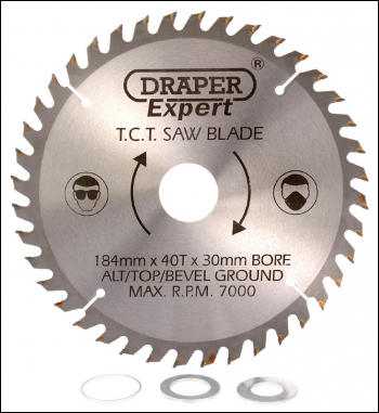 Draper CSB184P Expert TCT Saw Blade 184X30mmx40T - Code: 09473 - Pack Qty 1